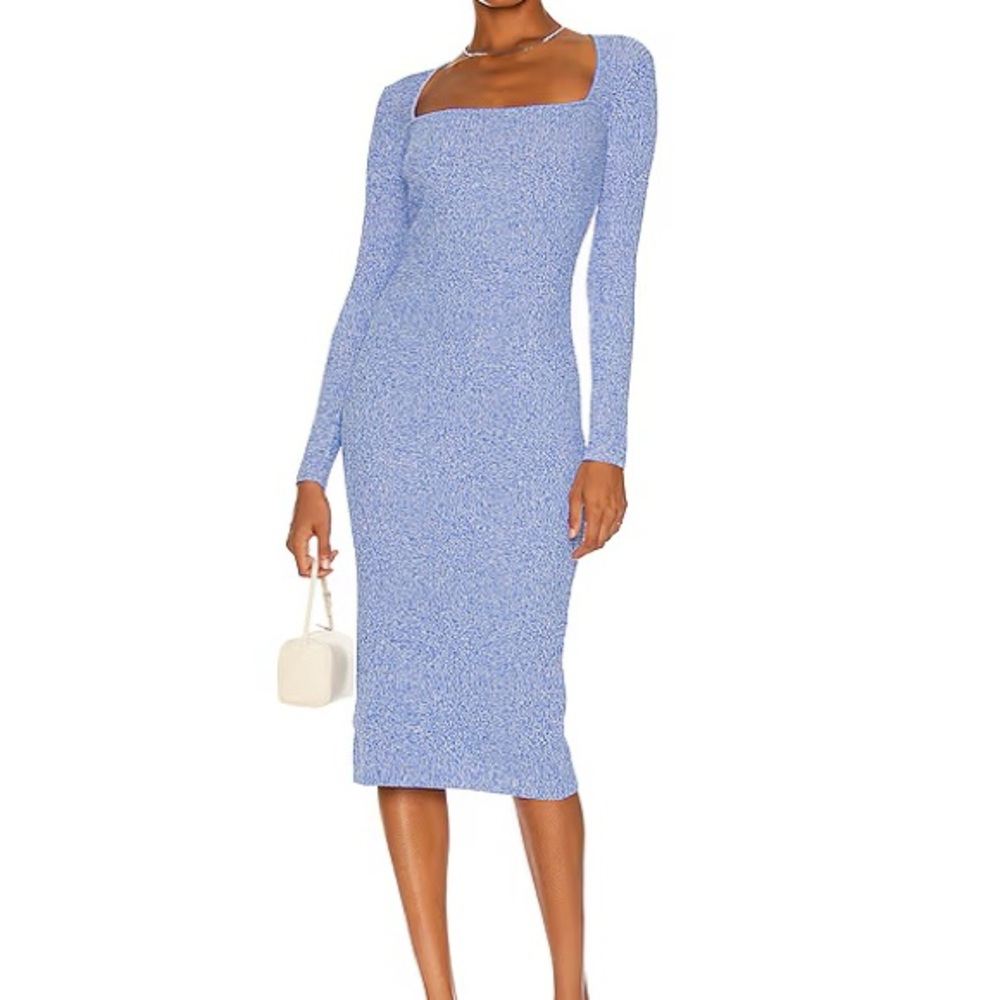 GANNI Blue Long Sleeve Daphne Dress